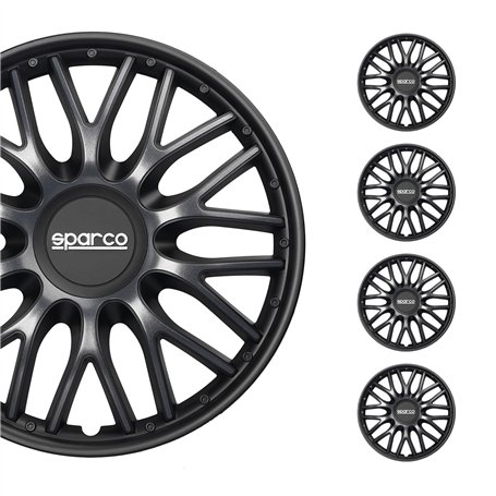 Sparco Enjoliveurs Roma - 14-Pouces - Gris/Noir - Set de 4 pièces