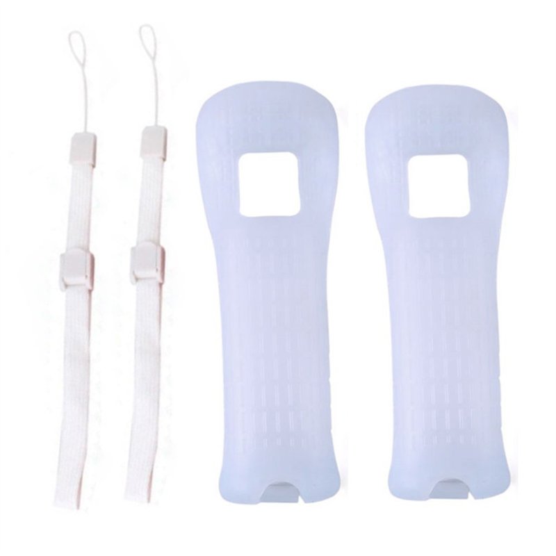 Image secondaire de 2 coques blanches en silicone avec dragonne pour manette Nintendo Wii