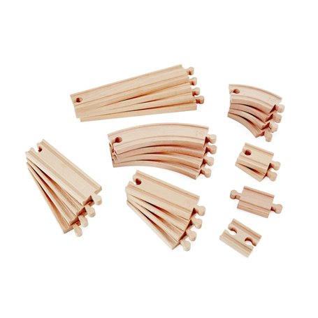 Hape Jouet Coffret d'Extension de Rails pour Circuit Train Bois - Jeu Educatif pour Enfant de 3 Ans et Plus - 24 pièces Virages