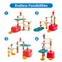 Hape Circuit Billes Coffret Quadrilla Bucket, 65 Pièces + 25 Billes - Jeux de Construction Circuit à Billes en Bois avec Bac de