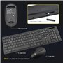 Rii RK200 Ensemble Clavier Souris sans Fil bureautique Clavier de Bureau 2.40Ghz AZERTY(Version Française) avec Taille Complète 