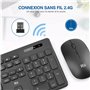 Rii RK200 Ensemble Clavier Souris sans Fil bureautique Clavier de Bureau 2.40Ghz AZERTY(Version Française) avec Taille Complète 