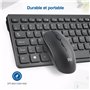 Rii RK200 Ensemble Clavier Souris sans Fil bureautique Clavier de Bureau 2.40Ghz AZERTY(Version Française) avec Taille Complète 
