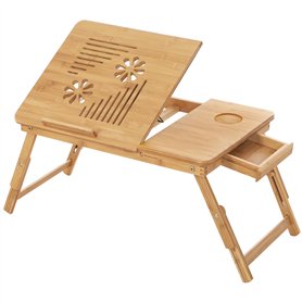 SONGMICS Table de lit pliable en bambou pour PC portable inclinable 55 x 35 x 29 cm LLD002