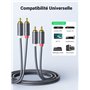UGREEN 2M Câble RCA 2 Mâle vers 2 Mâle Câble Cinch Audio Stéréo Compatible avec Lecteur DVD Platine CD Haut Parleur Amplificateu