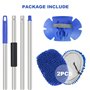 URAQT Brosse Lavage Voiture Télescopique, 160cm Nettoyage à Manche Long Vadrouille, 3en1 Microfibre Balai Pinceau, avec 2 têtes 