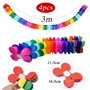 4Pcs Guirlandes Décoration Bannière Colorées Banderole Feston Papier Cellulaire Trèfle à Quatre Feuilles Arc-en-Ciel Carnaval Fê