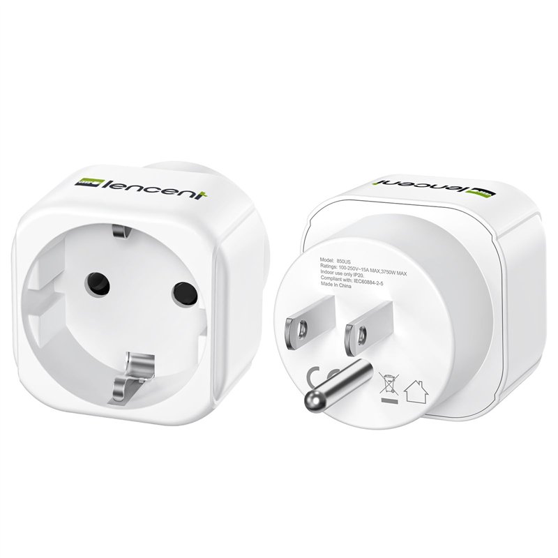 LENCENT 2X Adaptateur Prise Americaine USA États-Unis Canada, Adaptateur de Voyage Europe Francaise FR 2 Broches vers US 3 Broch