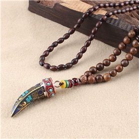 THTHT Vintage en Perles Long Collier Chaîne Chandail Sculpture sur Bois Naturel Ethnique Corne De Boeuf Bouddhisme Minimaliste R THTHT Vintage en Perles Long Collier Chaîne Chandail Sculpture sur Bois Naturel Ethnique Corne De Boeuf Bouddhisme Minimaliste R