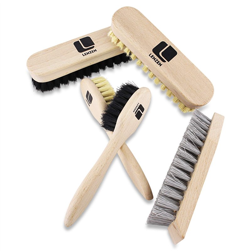 Lenzen Set de Brosses à Chaussures I Kit de 5 Pièces: 2 Brosses de Polissage, 2 Brosses pour Appliquer le Cirage, 1 Brosse Dure