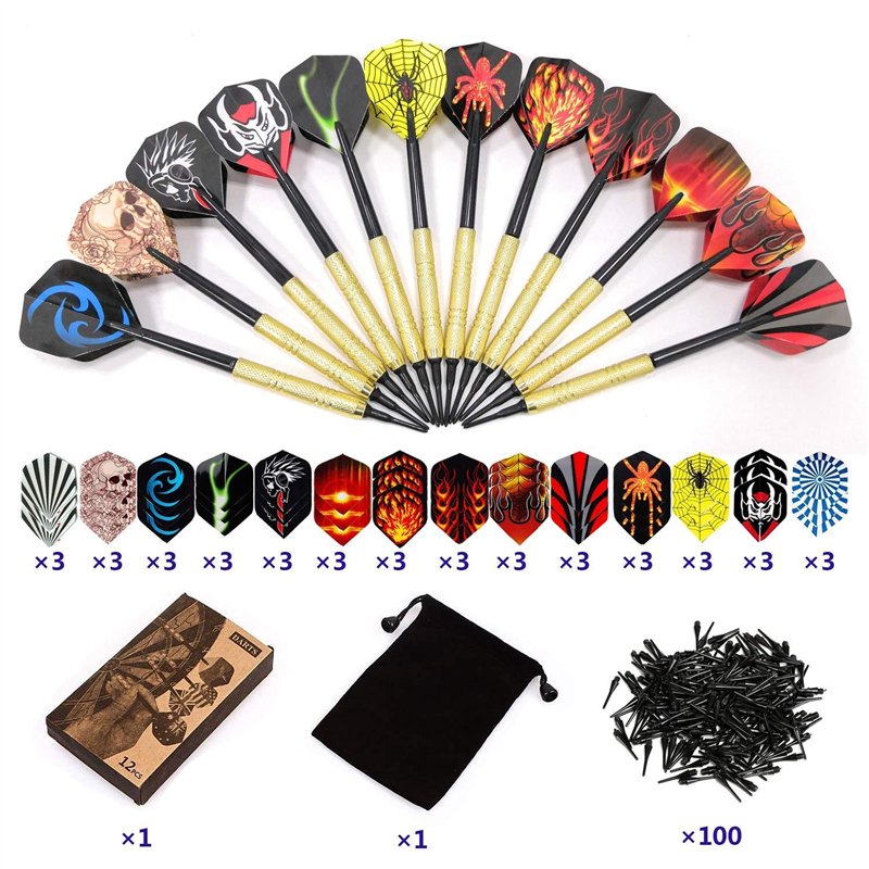 Image secondaire de Sinwind Flechette Pointe Plastique, 12 Fléchettes avec 42 Ailettes et 100 Pointes, Set de Flechettes à Pointe Souple pour Cible 