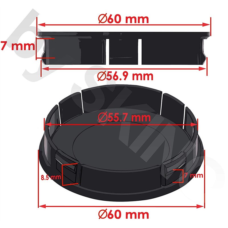 Image secondaire de Biomar Labs® 4 x 60mm 3D Enjoliveurs Cache-moyeu pour Jante Moyeu de Roue Centre Hub Caps Cyclamate Rose Brillant C 9
