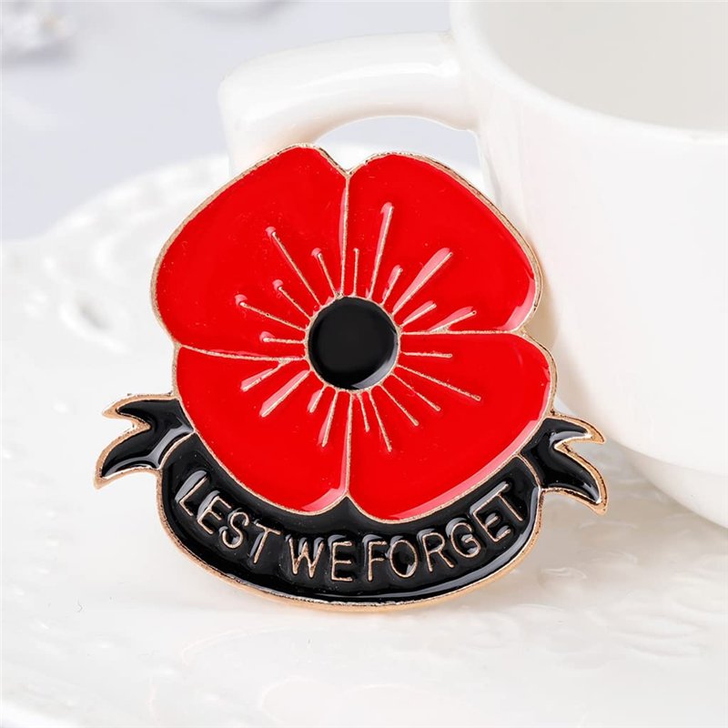 Image secondaire de YAQINUO Broche coquelicot rouge avec inscription « Lest We Forget » pour homme et femme
