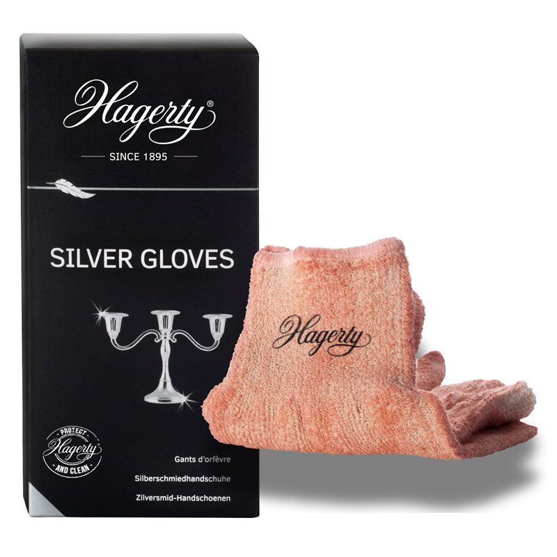 Hagerty Silver Gloves Gants de nettoyage anti-ternissement pour l'argent I 1 paire I Gants d'orfèvre 100% coton pré-imprégnés I