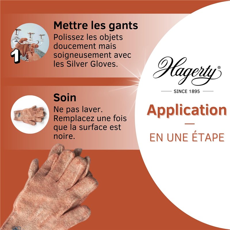 Image secondaire de Hagerty Silver Gloves Gants de nettoyage anti-ternissement pour l'argent I 1 paire I Gants d'orfèvre 100% coton pré-imprégnés I