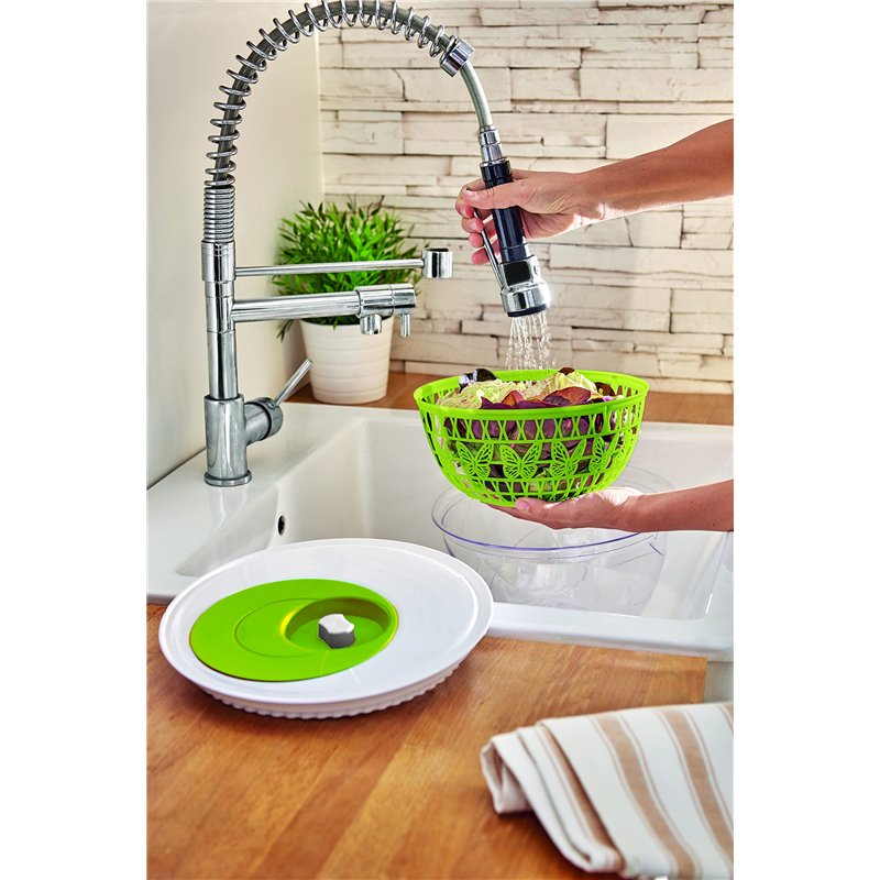 Image secondaire de Snips Madame Butterfly - Centrifugeuse pour Salade, sans BPA, 100% fabriqué en Italie, Blanc et Vert, 4 L, 4 pièces