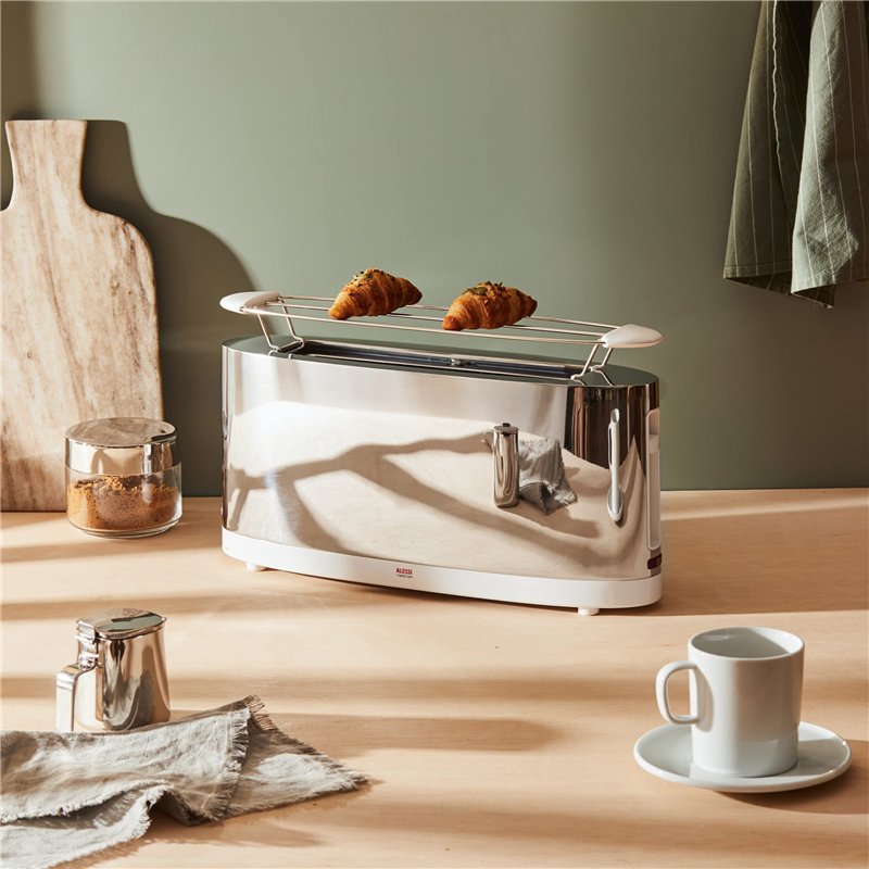 Image secondaire de Alessi SG68 Grille-Pain Design avec Chauffe Croissants Acier Inoxydable et PC Blanc