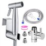 Vaporisateur de Toilette Douchette à Main Bidet en Acier Inoxydable - avec Vanne 3 voies (1/2"-3/8") parfait pour Hygiène person