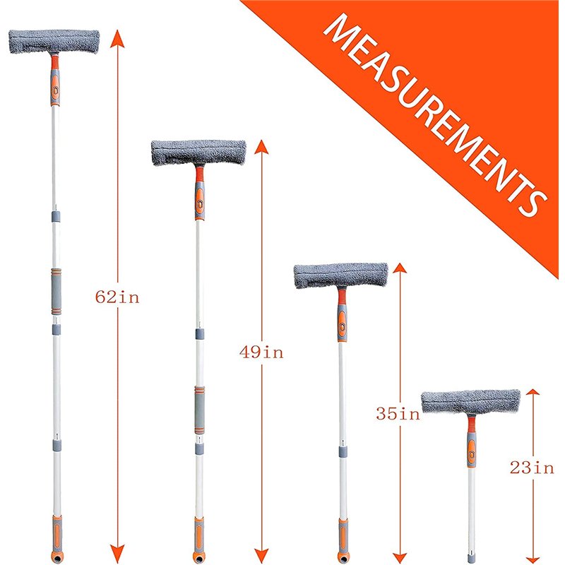 Image secondaire de Nettoyeur de fenêtre Professionnel 2 en 1 avec Tige d'extension, Lave-vitres télescopique avec tête Flexible, Outils de Nettoyag