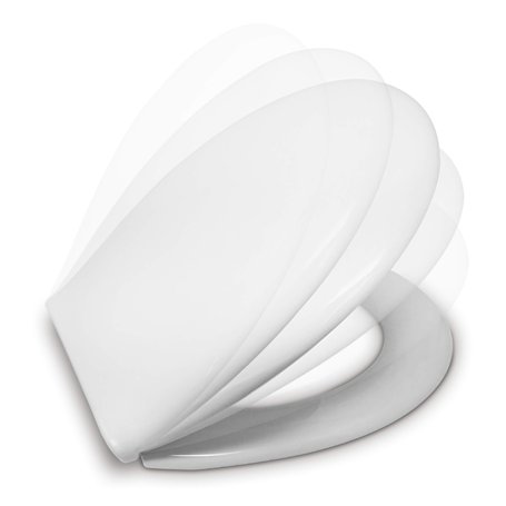 ESTOLI Abattant WC Compatible Frein de Chute | Forme O Standard | Lunette Toilette Soft Close | Charnière Réglable | Facile Inst