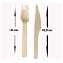 Don Palillo Lot de 50 sets de couverts en bois jetables 100% biodégradable (fourchette + couteau + cuillère + serviette)