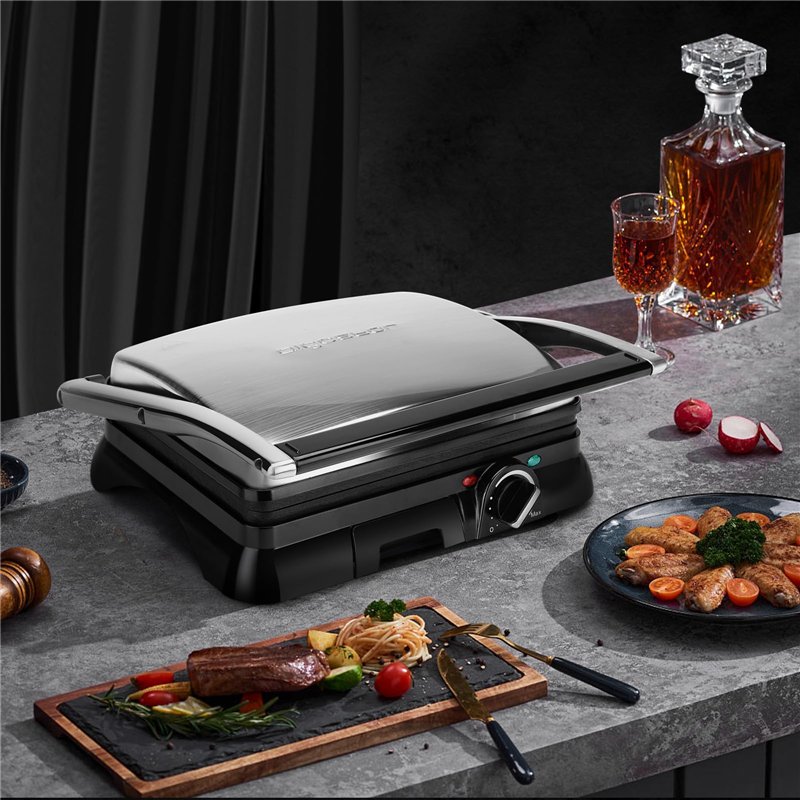 Image secondaire de Aigostar Gril viande et panini multifonction, 2000W, Appareil paninis，Plaques antiadhésives et ouverture à 180º, Bac à graisse a