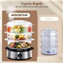 Aigostar Fitfoodie Steel 30INA - Cuiseur vapeur électrique 0% BPA. Puissance de 800W, minuterie, 3 niveaux indépendants de cuiss