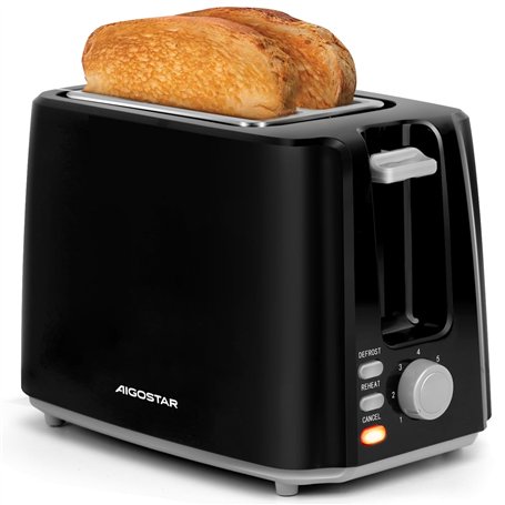 Aigostar Warrior 30JRL – Grille-pain 2 fentes extra-larges et 7 niveaux de brunissage. Fonctions toaster