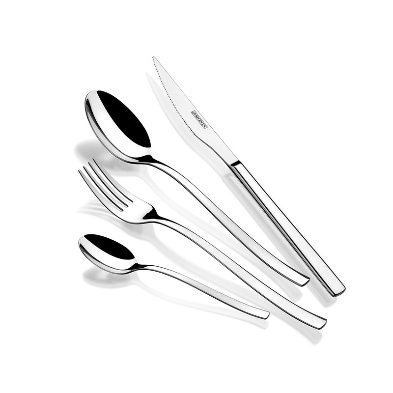 Monix Génova Ensemble de Couverts 24 Pièces, Set de Couverts avec Couteau à Steak en Acier Inoxydable 18/10 Design Moderne Poli