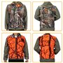 GUGULUZA Homme Gilet de Chasse Orange Camo, Réversible, Multi-Poches, pour Pêche Chasse Camping, M