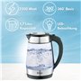 Zilan, Bouilloire en verre et acier inoxydable - 2200 W - 1,7 l - Éclairage LED bleu - 360 ° - Filtre anti-calcaire - Sans BPA -