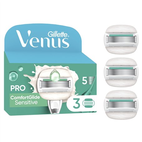 Gillette Venus Lot De 3 Recharges De Rasoir Pour Femmes Pro ComfortGlide Pour Peaux Sensibles