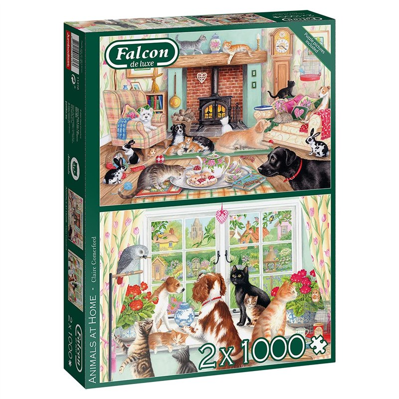 Jumbo, Falcon de Luxe - Animaux à la Maison - Puzzles pour Adultes - 2 x 1000 pièces