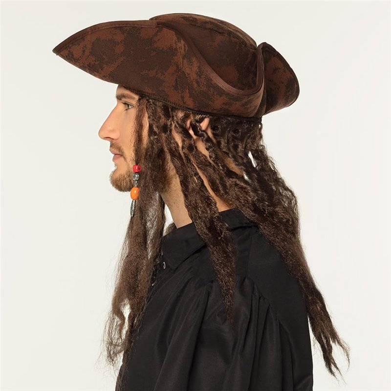 Image secondaire de Boland 81914 - Chapeau de pirate Dirty Joe avec cheveux, casquette de pirate pour carnaval et fête à thème, accessoire de déguis