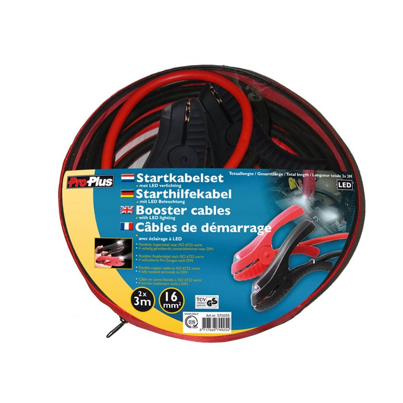 Image secondaire de ProPlus 570255 Câbles de Démarrage TüV/GS Approuvé avec Éclairage LED, 16 mm
