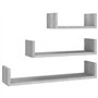 Mensole Espositive a Parete 3pz Grigio Sonoma Legno Multistrato