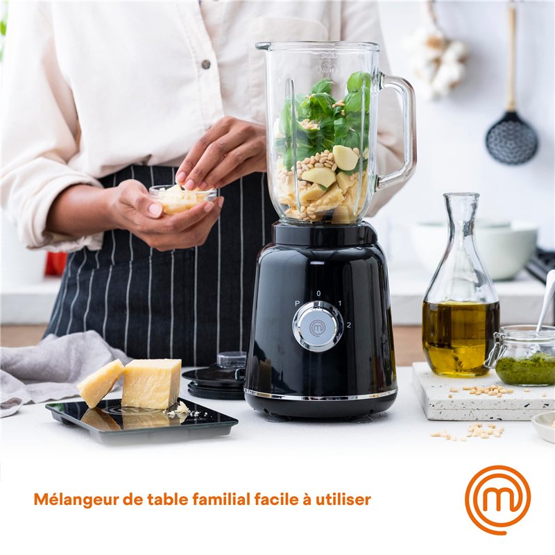 Image secondaire de MasterChef Mixeur Blender Smoothie, Soupe, Pesto et plus, Bol en Verre, 1 Litre, Lames en Acier Inoxydable, 2 Vitesses, Passe au