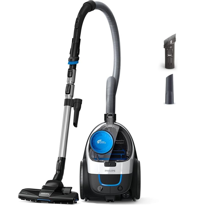 Philips PowerPro Compact Série 3000 Aspirateur sans Sac, 900 W, Avec Filtre HEPA et Brosse TriActive, Bleu (FC9332/09)