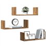 vidaXL Étagères murales 3 pcs chêne Artisanal Bois d'ingénierie