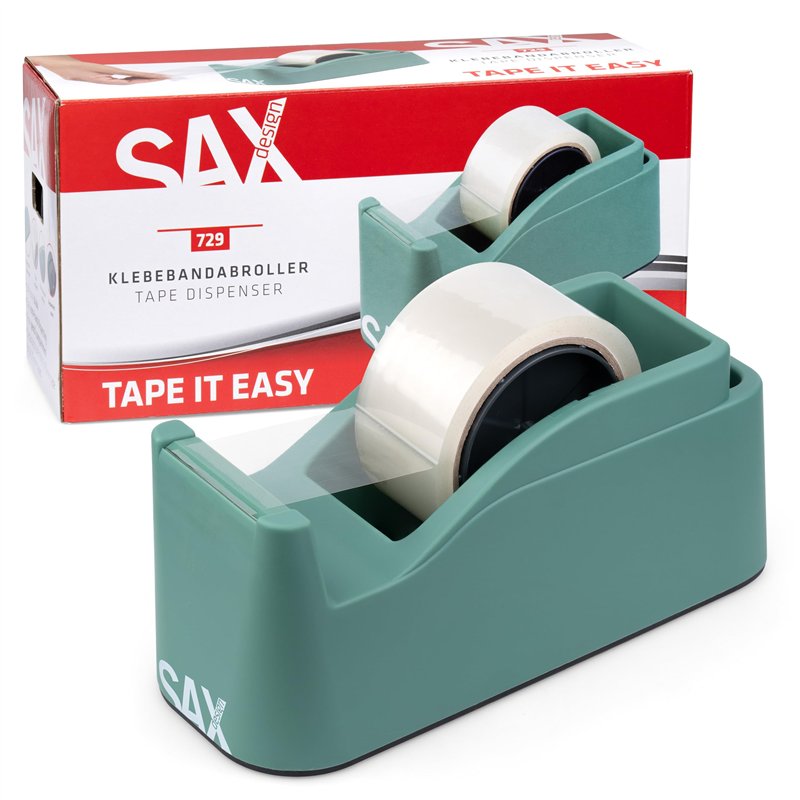 SAX Tape it Easy XXL Dérouleur de ruban adhésif à une main extra lourd | pour 1x ruban de 50mm ou 2x ruban de 25mm, Dérouleur de