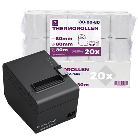Rouleaux thermiques 80mm x 80m x 12mm – Bobine papier thermique pour caisse enregistreuse avec imprimante de ticket - Rouleau th