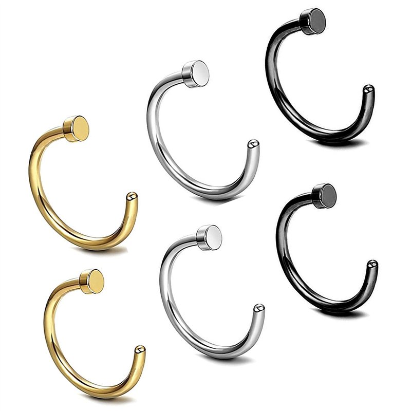 Zeayebsr 6 Pièces Nez Bague À Lèvres Piercing Corps, Goujons Septum en Acier Inoxydable Fer à Cheval Hoop Stud Anneaux pour Sour
