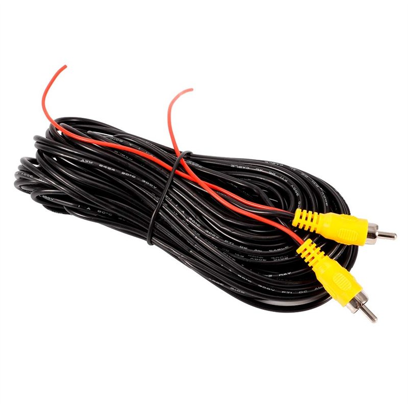 Qiilu 15m caméra de recul câble à mâle à mâle câble Audio vidéo AV Cordon 15m / 49.2ft pour caméra arrière de Voiture Lecteur DV