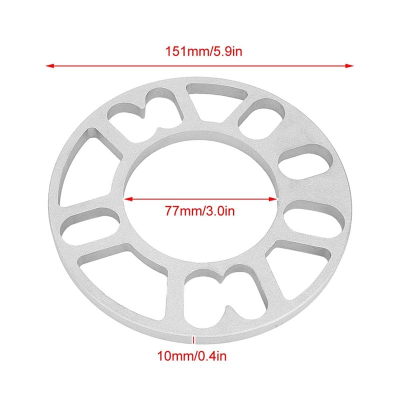 Image secondaire de 2 Pcs 10mm Entretoises de Roue, Entretoises de roues de moyeu, Cales de roue de moyeu, Elargisseur de Voie en Alliage D'aluminium