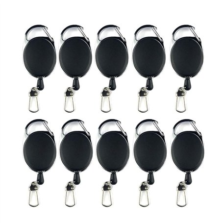Amaoma 10 Pièces Porte Badge Enrouleur Portes-Clés Rétractable Badge Reel Clip Attache Ceinture Mousqueton Ressort Portes-clés D