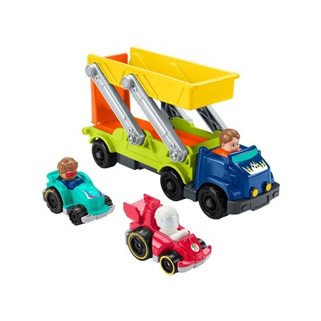 Fisher-Price Little People Camion de Transport 2-en-1 qui se transforme en rampe pour voitures