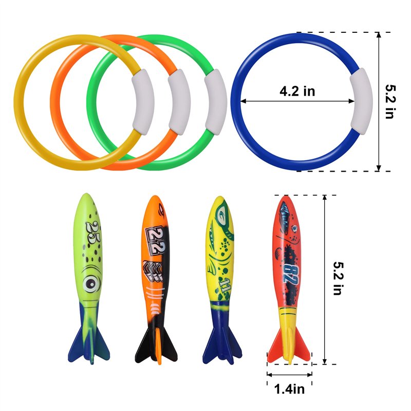 Image secondaire de TOPWAYS®Underwater Pool Diving Rings Sticks, La plongée sous-Marine Piscine Sonne des bâtons Jouet de torpille de plongée pour L