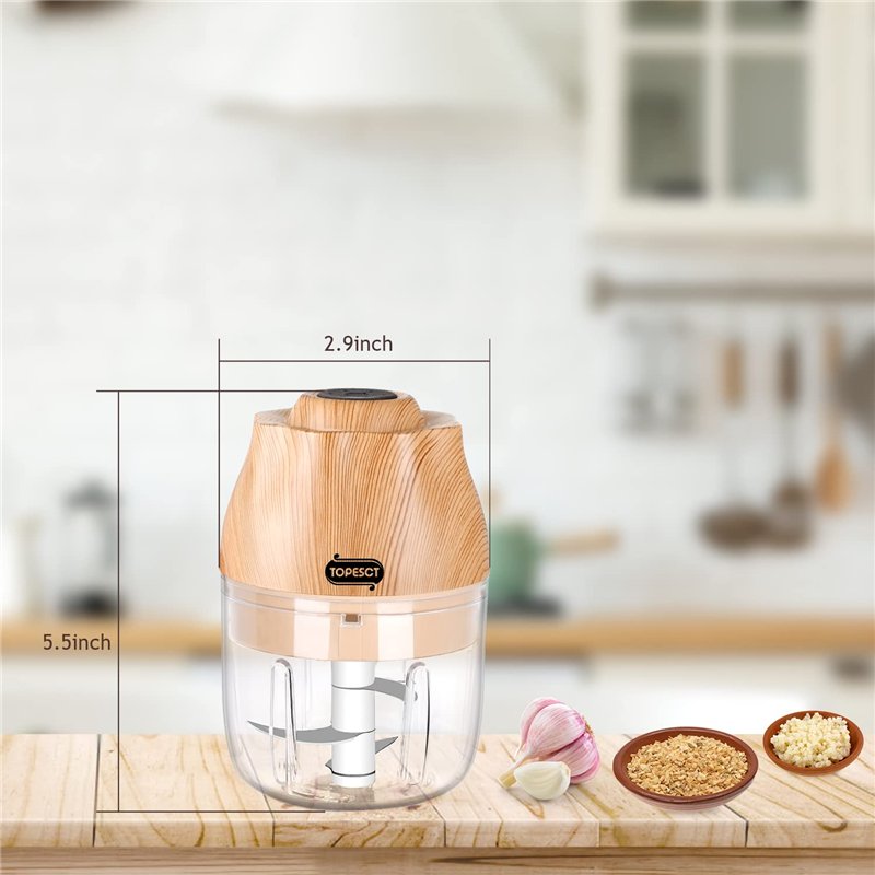 Image secondaire de Mini robot de cuisine électrique TOPESCT - Moulin à ail portable - Petit hachoir alimentaire sans fil avec chargement USB - Pour