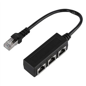 Ausla Câble d'extension Ethernet Adaptateur de Câble Répartiteur de Connecteur de Transfert de Port Mâle à 3 Femelle Réseau RJ45