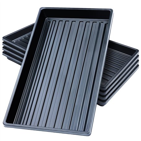 Mengxin 5 Paquets 10 x 20 inches Plastique Plateau de Culture Plateau Semises Réutilisable Bac pour Plantation Noir pour Hydropo